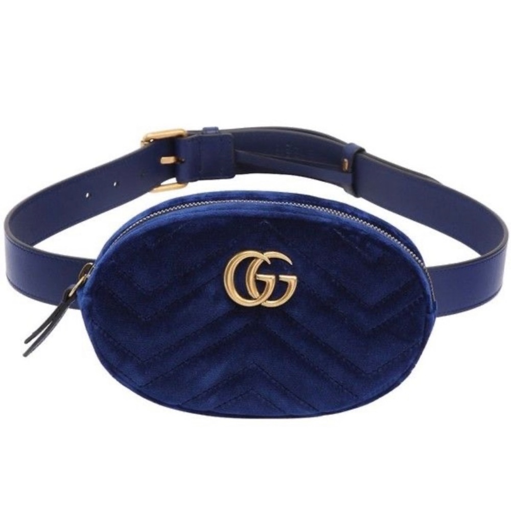 SOLD / Gucci Marmont belt bag Cobalt blue velvet